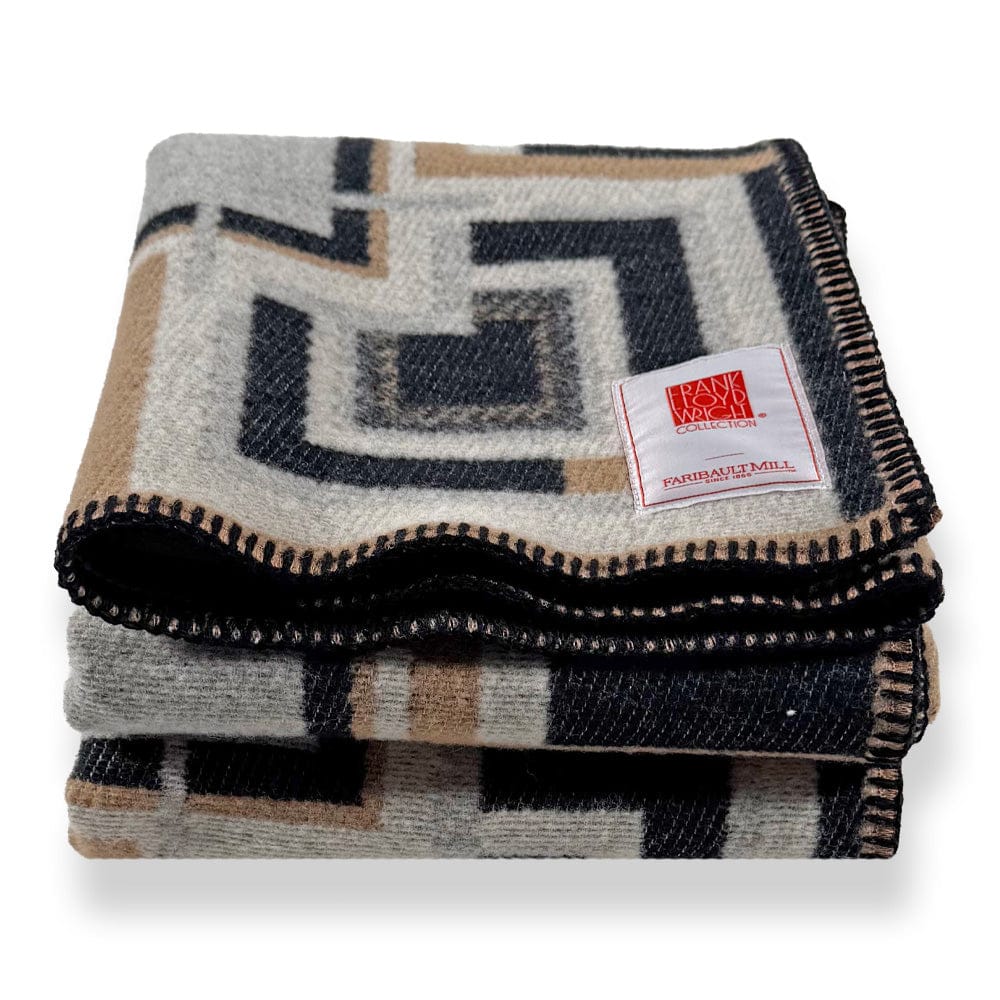 Faribault Mill 42" x 65" Frank Lloyd Wright Ennis House Textile Block Wool Throw