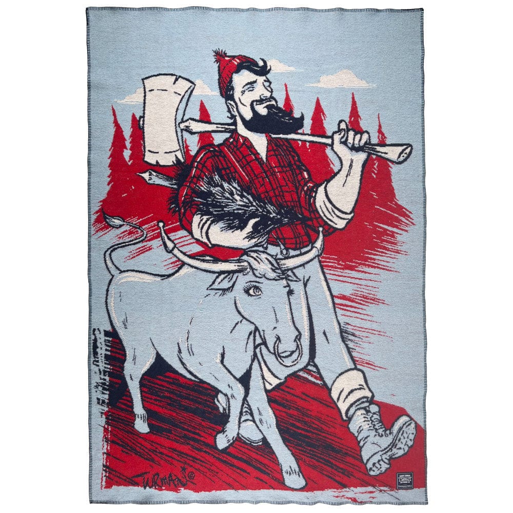 Faribault Mill 48" x 68" Adam Turman Paul Bunyan & Babe the Blue Ox Throw