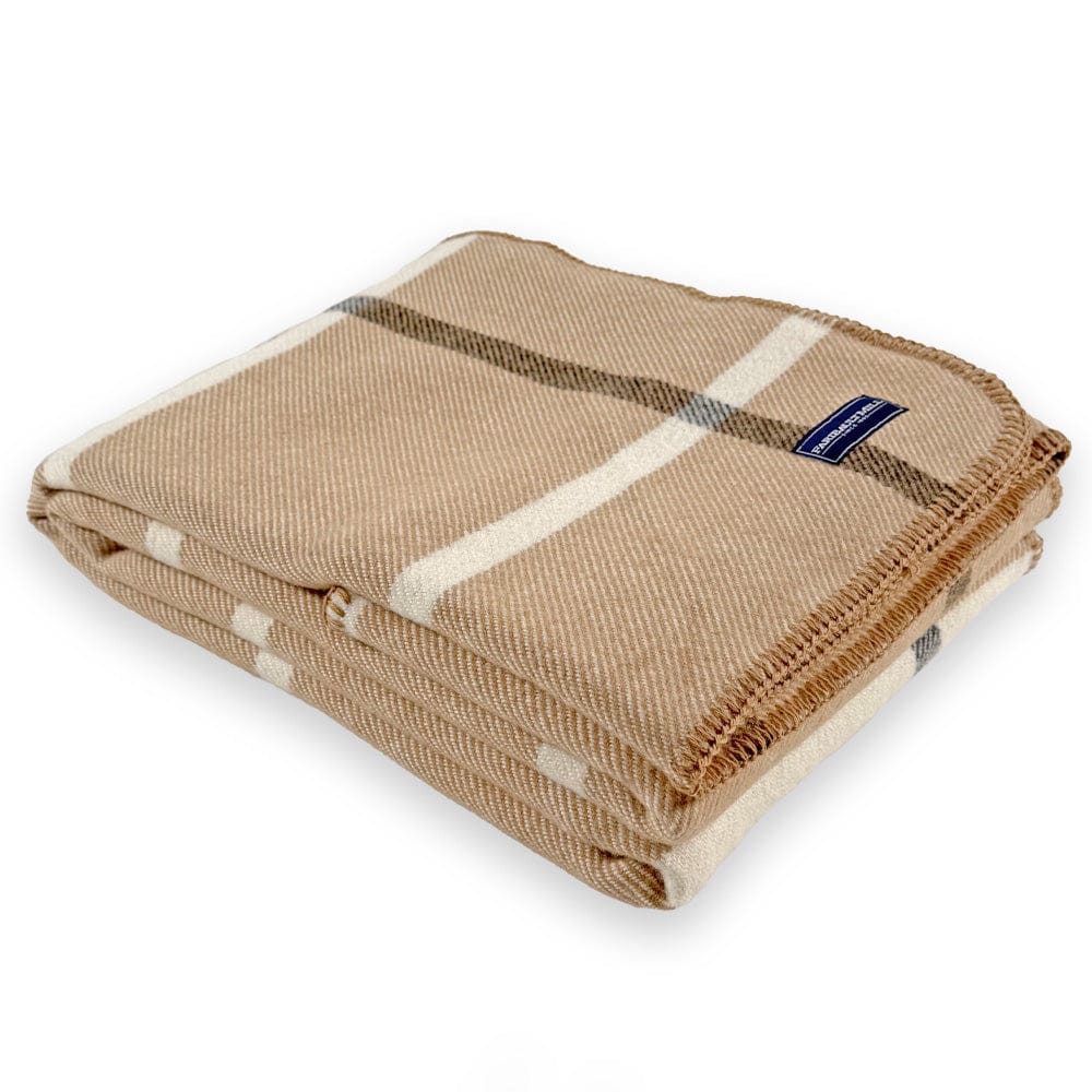 Faribault Mill 50" x 72" Windowpane Plaid Wool Throw - Beige