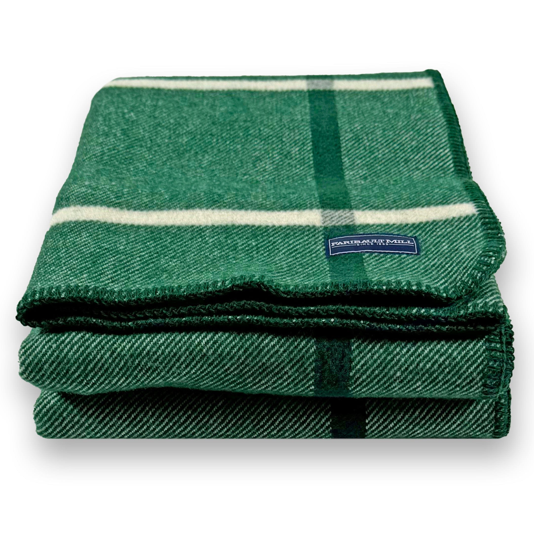 Faribault Mill 50" x 72" Windowpane Plaid Wool Throw - Forest Green