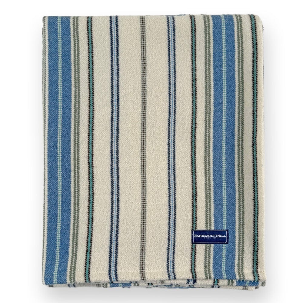 Faribault Mill Baja Stripe Lightweight Wool Blanket - Natural