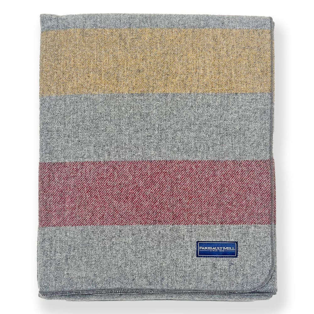 Faribault Mill Factory Second Frontier Lightweight Wool Blanket - Gray