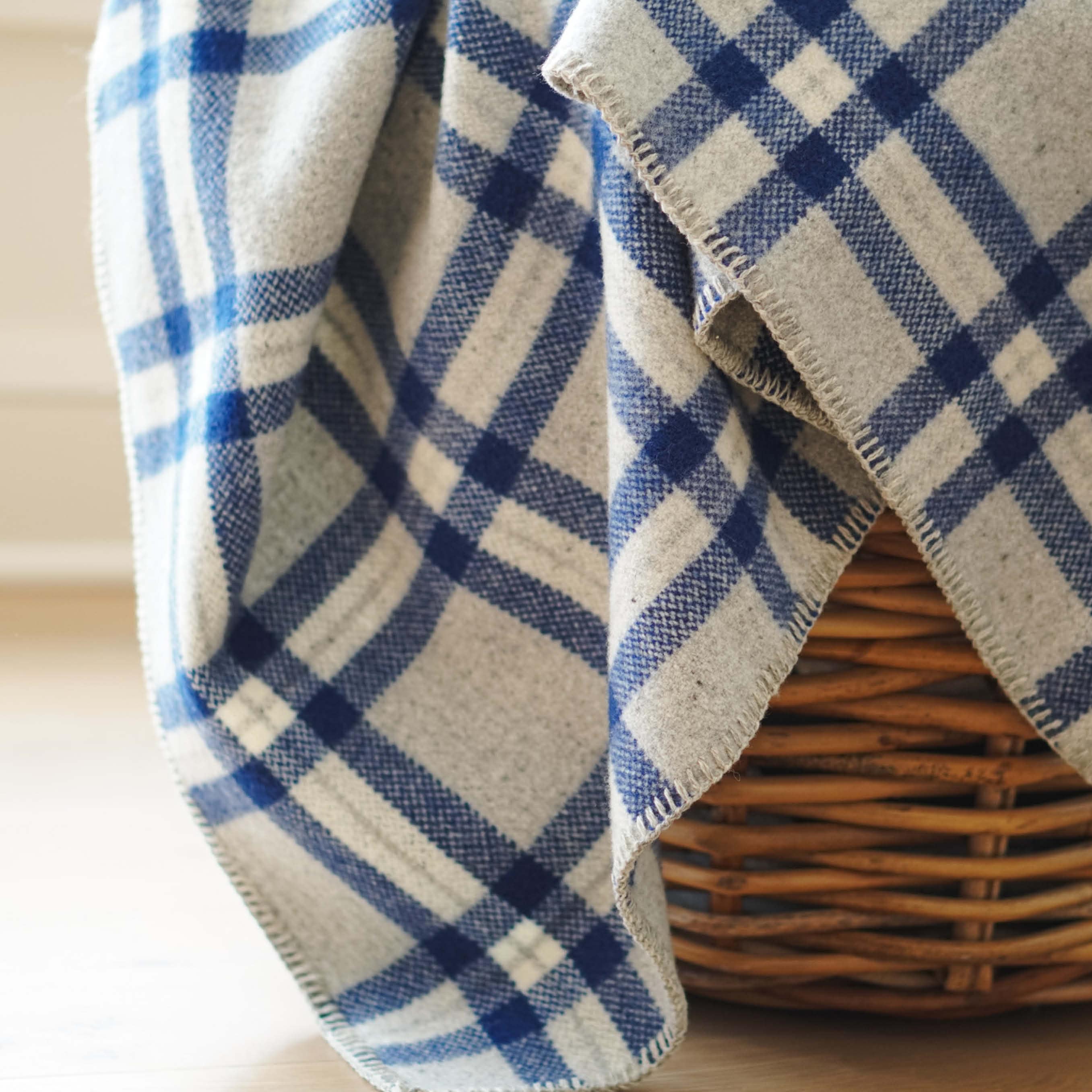 Factory Second Minnehaha Falls Wool Throw - Blue active Factory Second Minnehaha Falls Wool Throw machine washable Patterns & Plaids