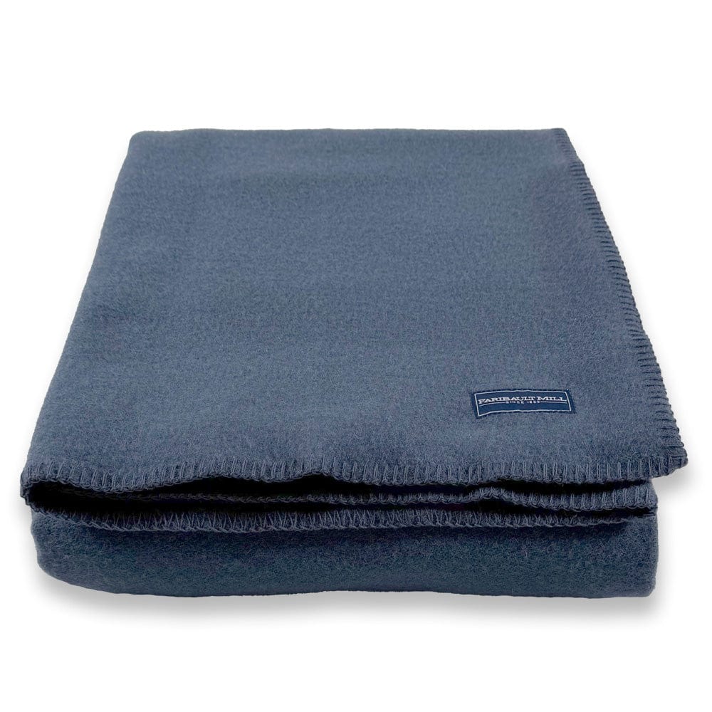 Faribault Mill Pure & Simple Wool Blanket - Steel Blue