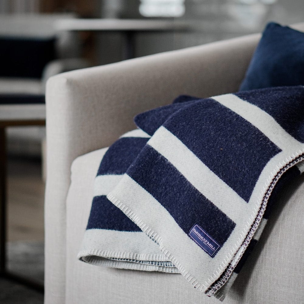 Faribault Mill Reversible Framed Stripe Wool Throw