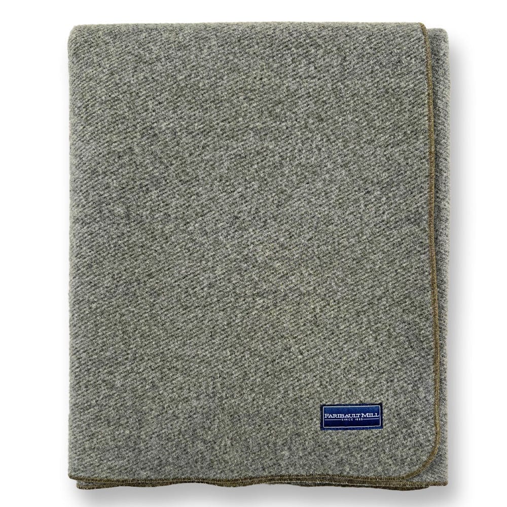 Faribault Mill Twin Factory Second Summit Wool Blanket - Olive