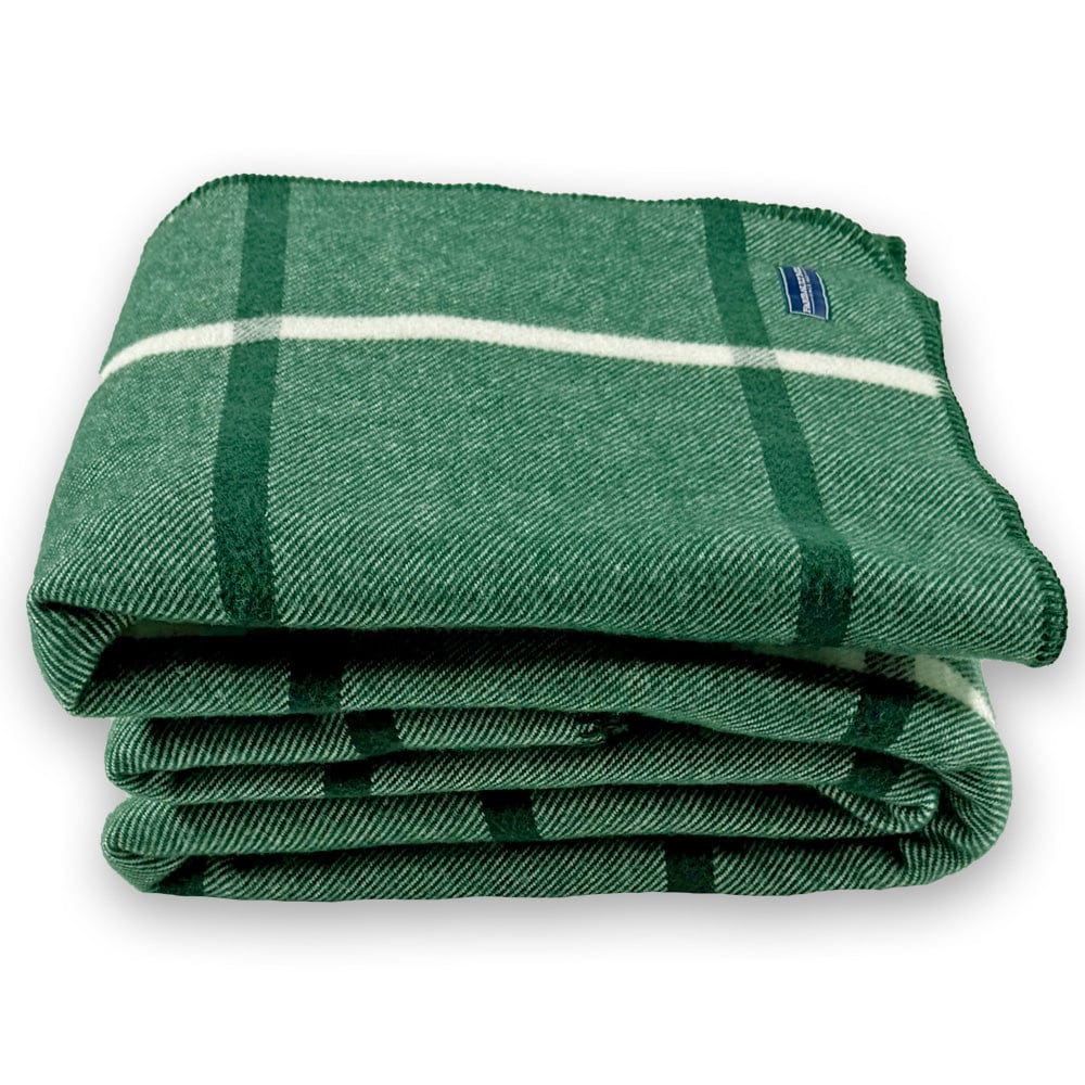 Faribault Mill Windowpane Plaid Wool Blanket - Forest Green