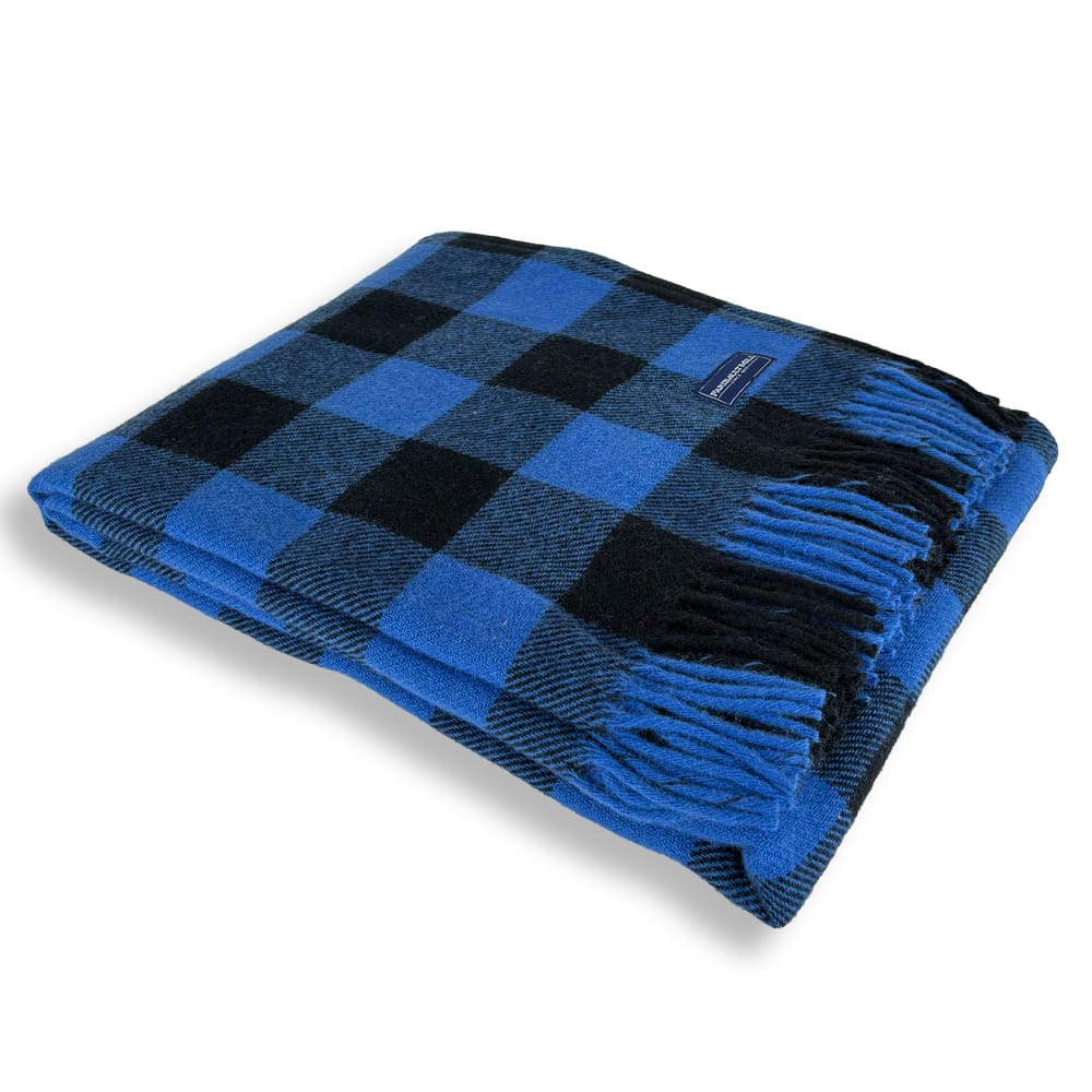 Faribault Woolen Mill 50" x 63" Buffalo Check Wool Throw Blanket - Admiral Blue