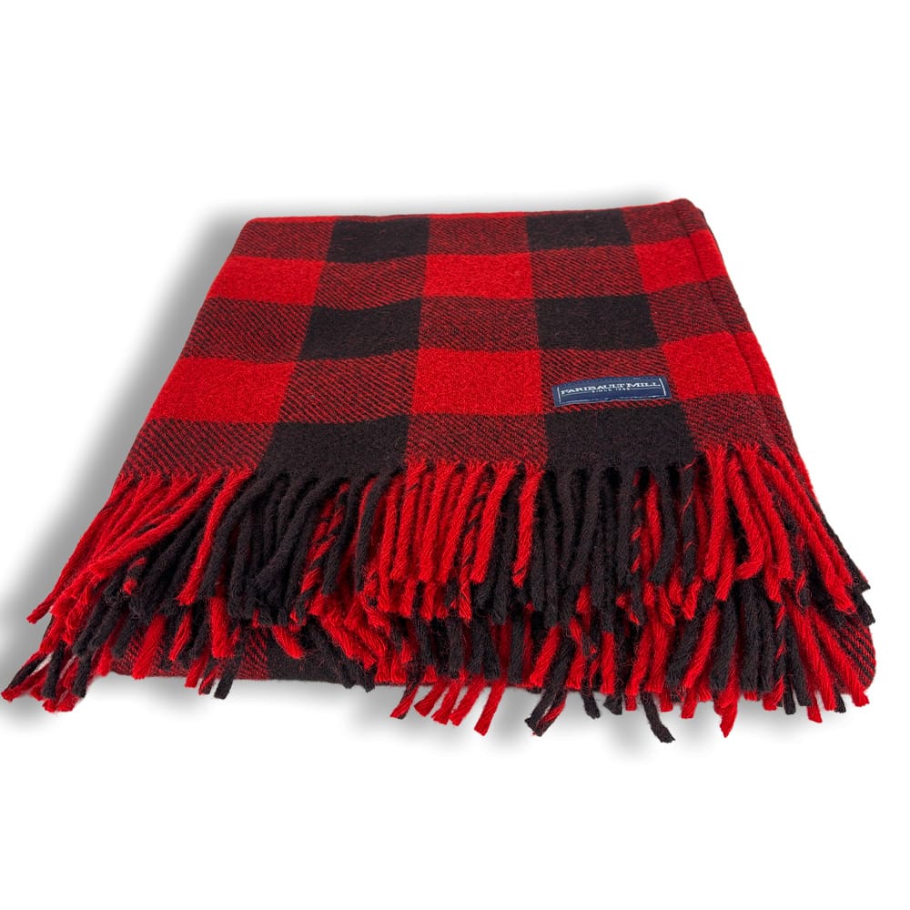 Faribault Woolen Mill 50" x 63" Buffalo Check Wool Throw Blanket - Red