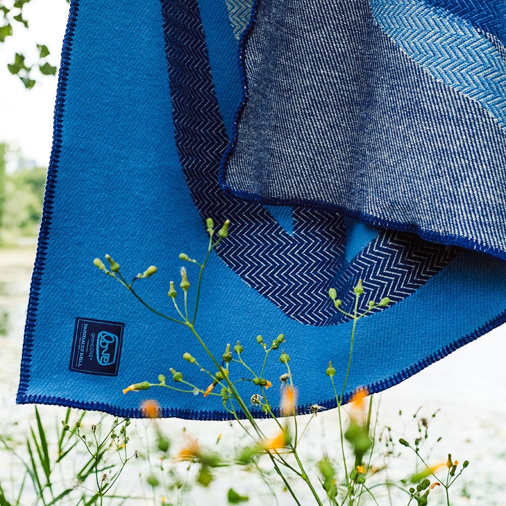 Factory Second Alexandra Grant LOVE™ Wool Throw Blanket - Blue active Dry clean or hand wash group-gallery