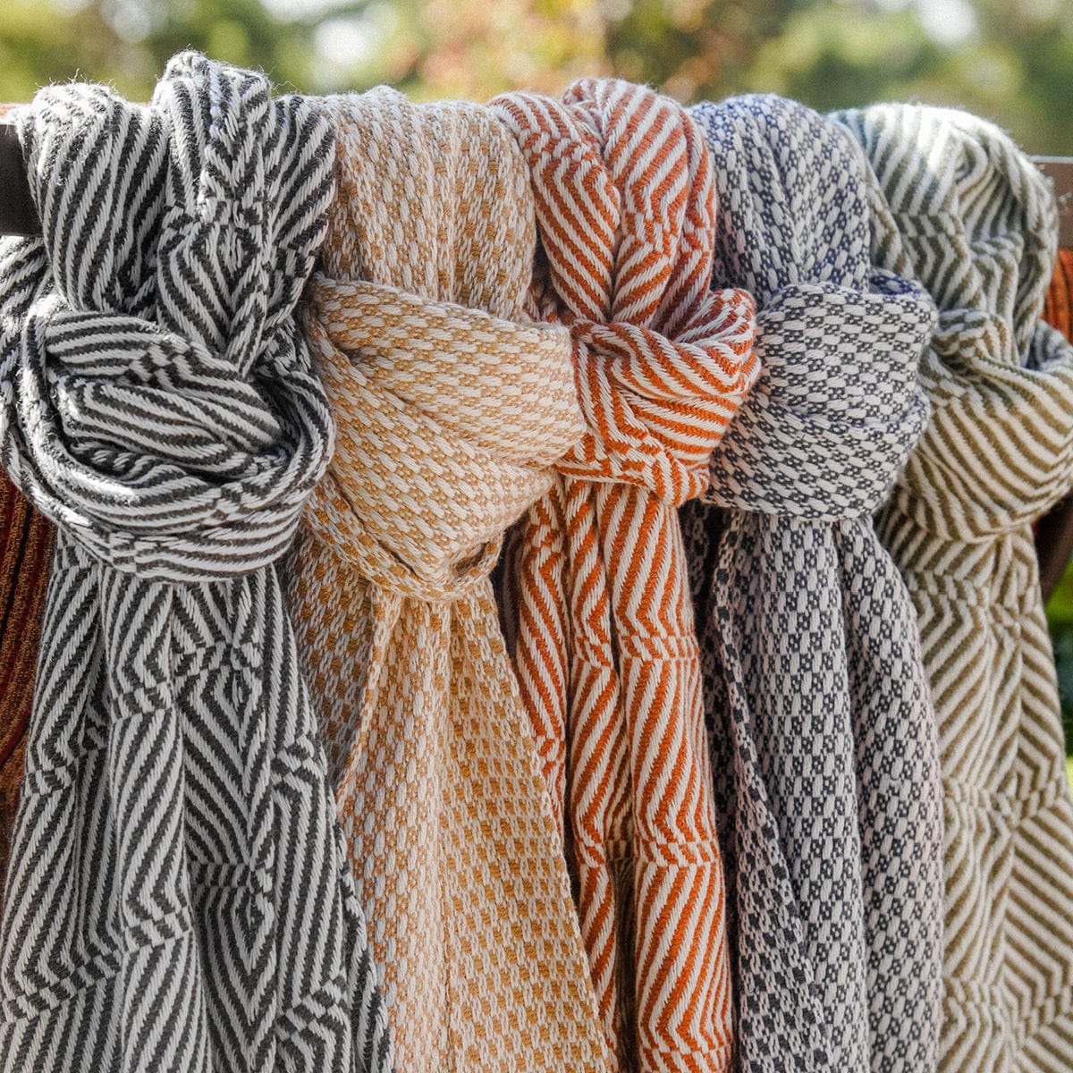 North Star Herringbone Stripe Alzheimer's Scarf - Charcoal Current group-gallery Machine Washable sustainable throws