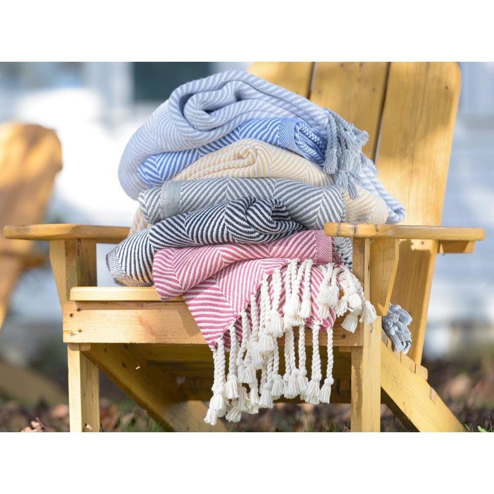 Monhegan Cotton Throw With Fringe active All Throws Best Seller Cotton Throws Current Full Price FWM group-gallery Herringbone Collection Herringbone Throw machine washable personalization Regular Priced Throws