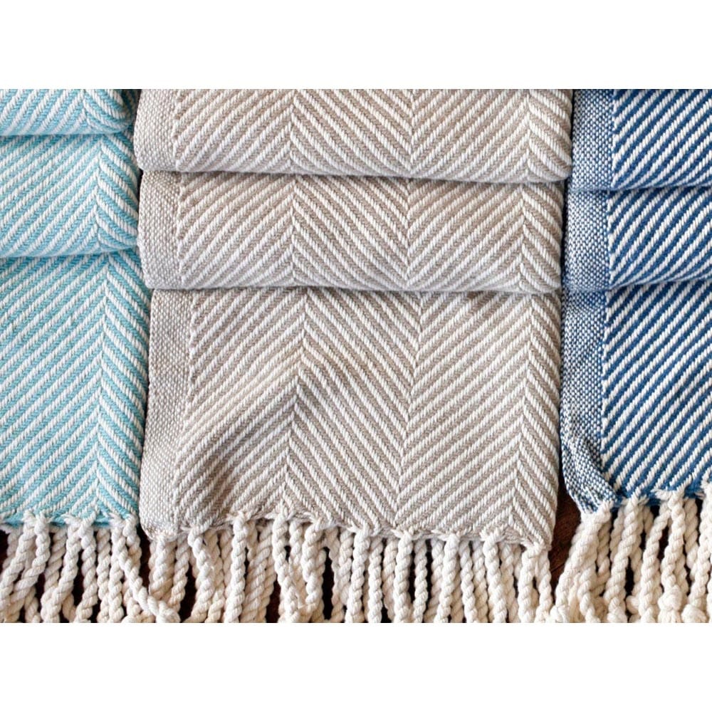 Monhegan Cotton Throw With Fringe active All Throws Best Seller Cotton Throws Current Full Price FWM group-gallery Herringbone Collection Herringbone Throw machine washable personalization Regular Priced Throws