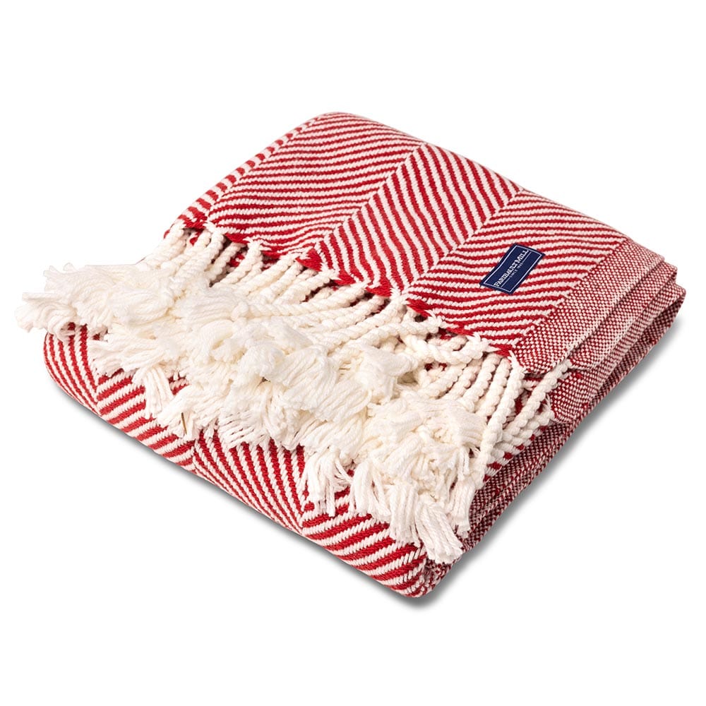 Monhegan Cotton Throw With Fringe active All Throws Best Seller Cotton Throws Current Full Price FWM group-gallery Herringbone Collection Herringbone Throw machine washable personalization Regular Priced Throws