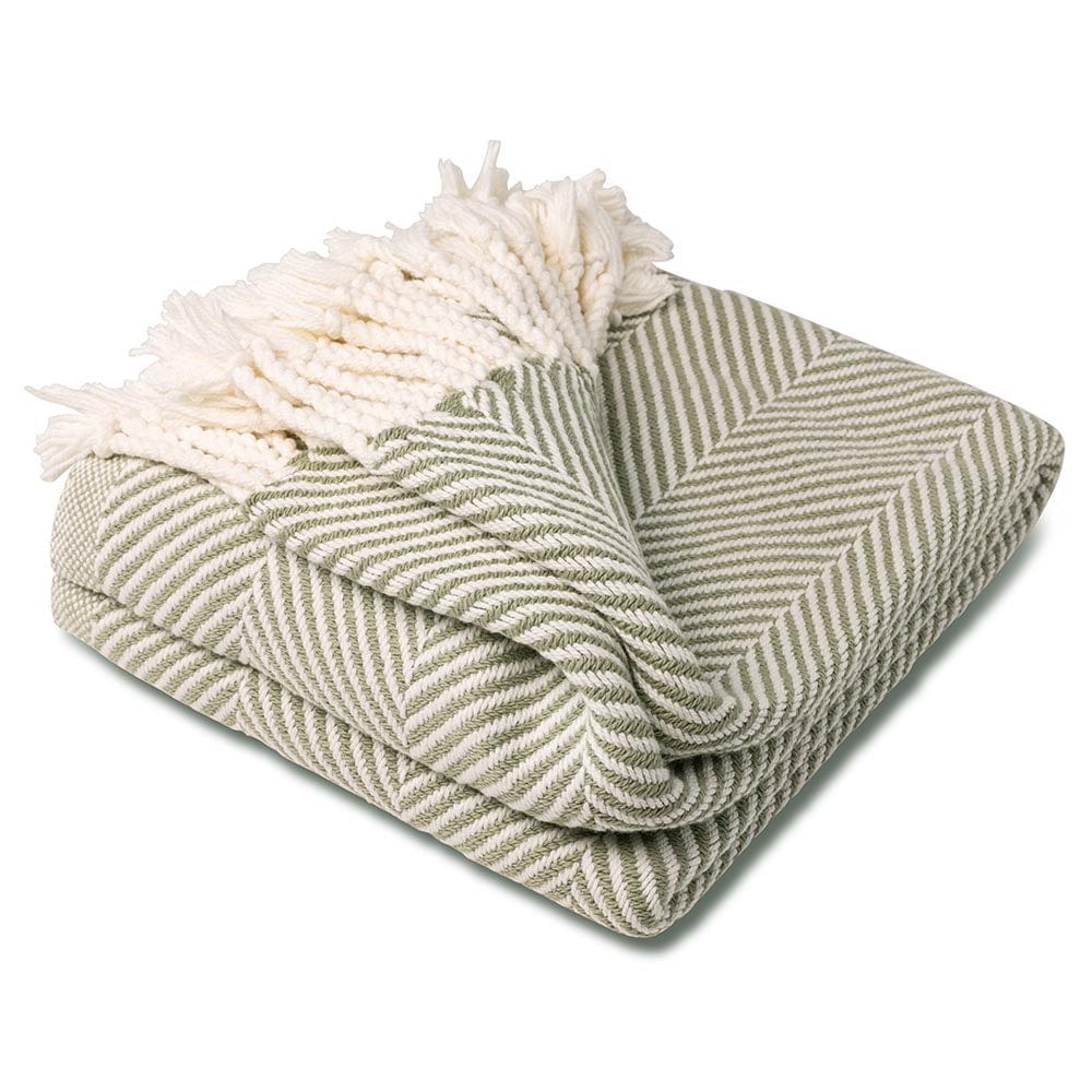 Monhegan Cotton Throw With Fringe - Tea active All Throws Best Seller Cotton Throws Current FWM group-gallery Herringbone Collection Herringbone Throw machine washable Monhegan Cotton Throw With Fringe personalization Regular Priced Throws