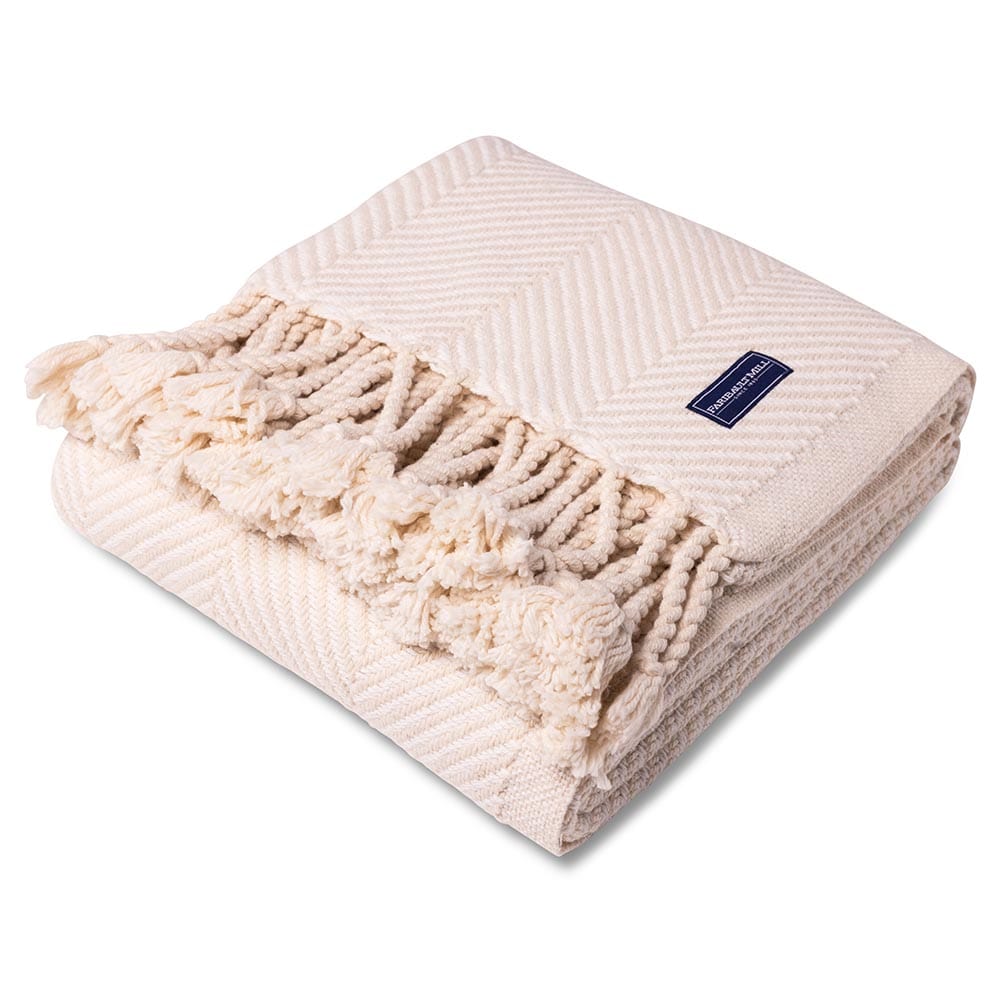 Monhegan Cotton Throw With Fringe active All Throws Best Seller Cotton Throws Current Full Price FWM group-gallery Herringbone Collection Herringbone Throw machine washable personalization Regular Priced Throws