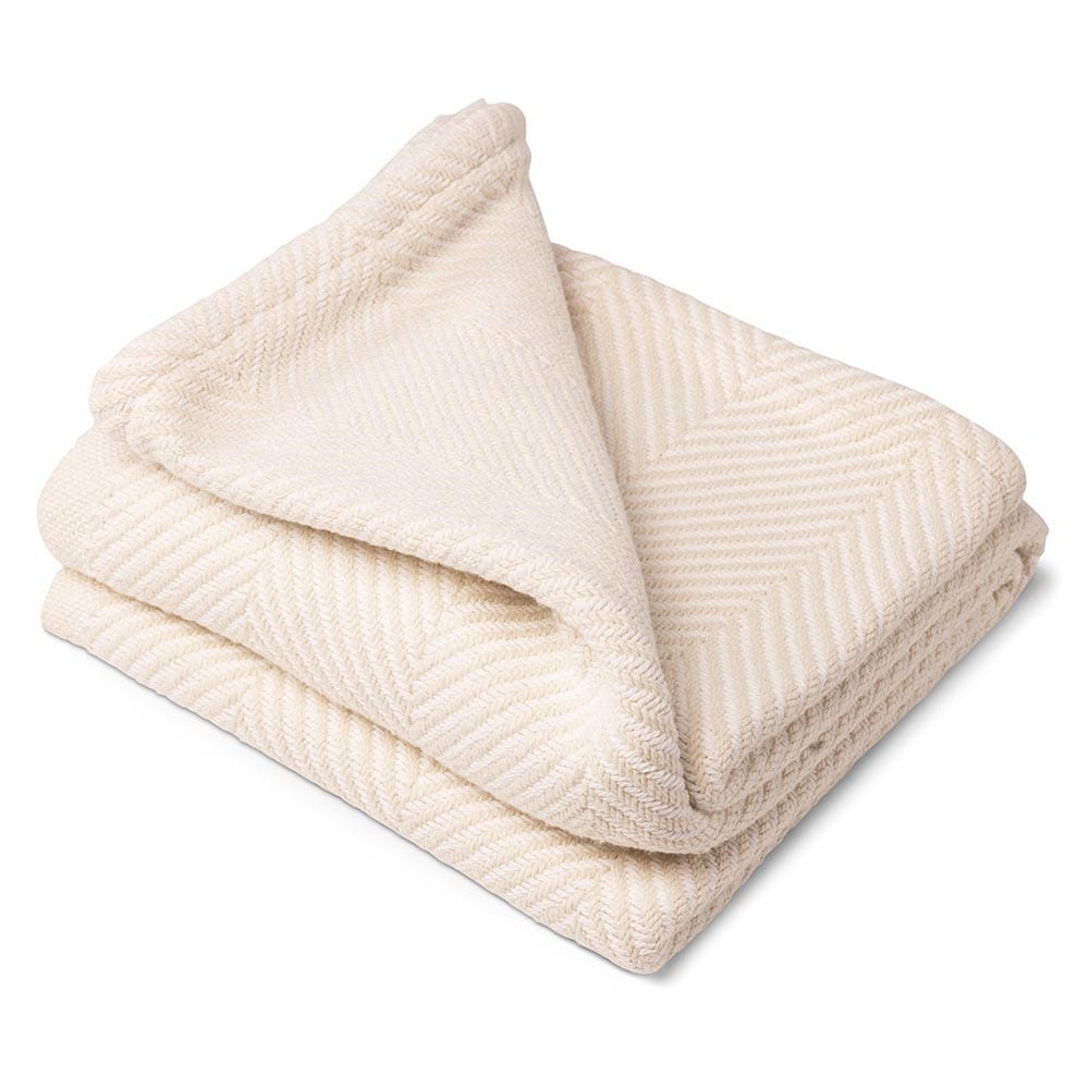 Monhegan Cotton Throw Without Fringe - Natural active All Throws Best Seller Cotton Throws Current Full Price FWM group-gallery Herringbone Collection Herringbone Throw machine washable Monhegan Cotton Throw Without Fringe New Lower Price personalization Regular Priced Throws
