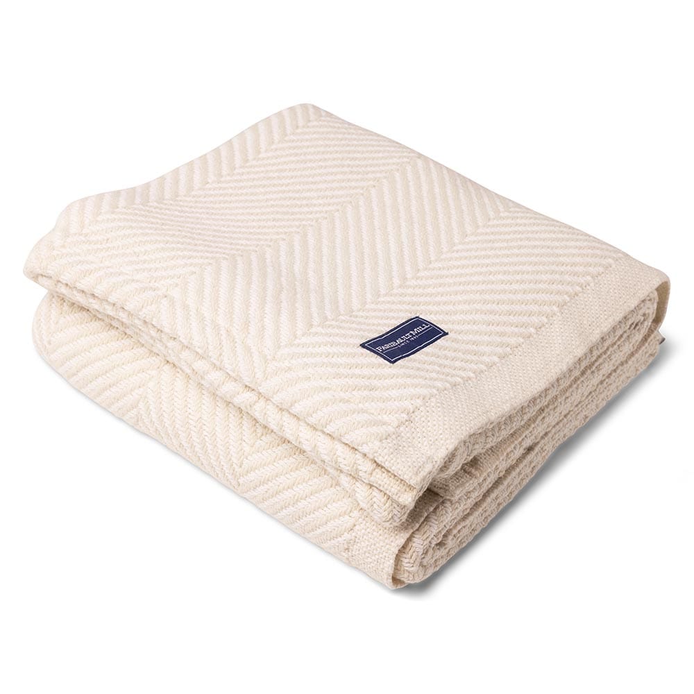 Monhegan Cotton Throw Without Fringe - Natural active All Throws Best Seller Cotton Throws Current Full Price FWM group-gallery Herringbone Collection Herringbone Throw machine washable Monhegan Cotton Throw Without Fringe New Lower Price personalization Regular Priced Throws