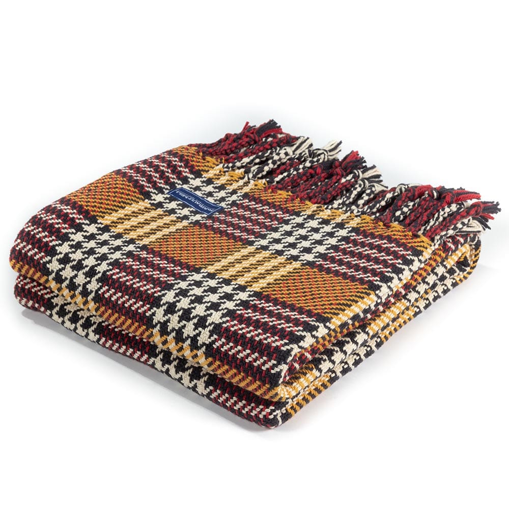 Portland Plaid Cotton Throw Mustard active machine washable