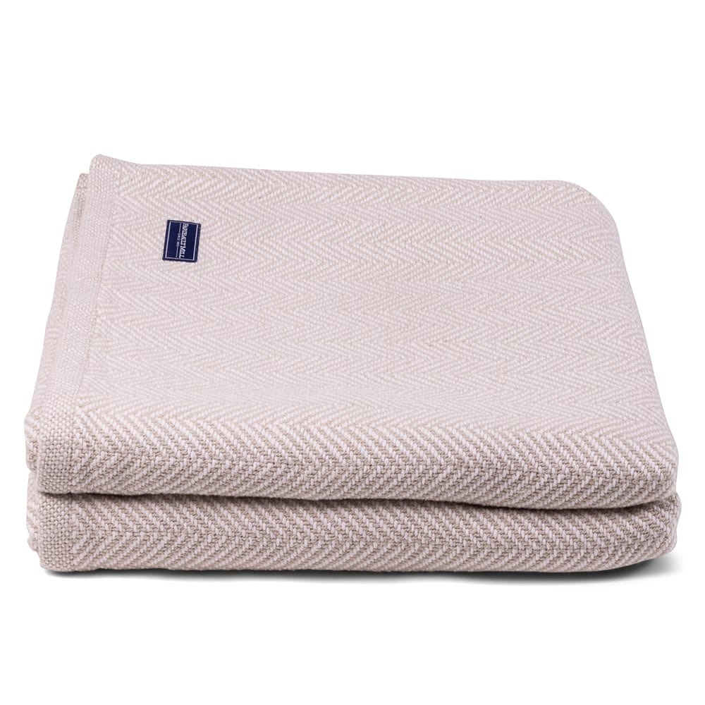Penobscot Cotton Blanket - Oyster active Current Full Full Price group-gallery Herringbone King machine washable New Lower Price Patterns & Plaids Penobscot Cotton Blanket personalization Queen Twin
