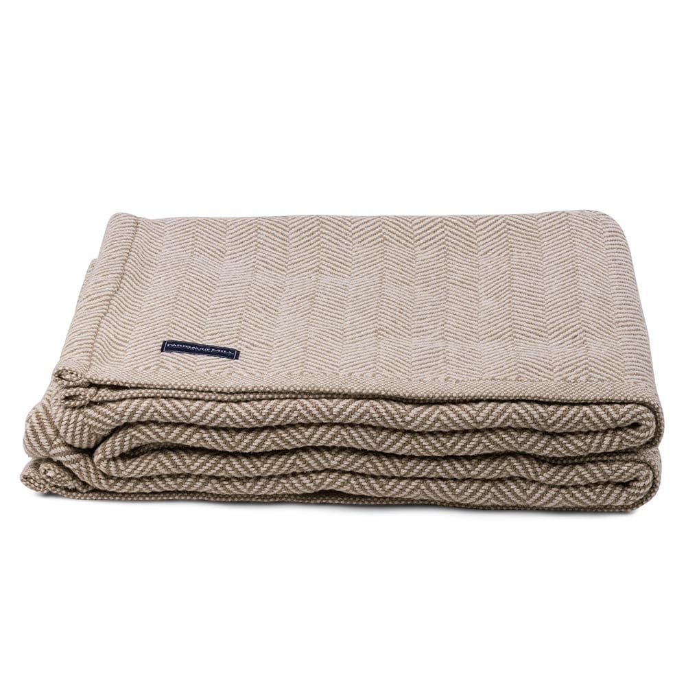 Penobscot Cotton Blanket - Stone active Current Full Full Price group-gallery Herringbone King machine washable New Lower Price Patterns & Plaids Penobscot Cotton Blanket personalization Queen Twin