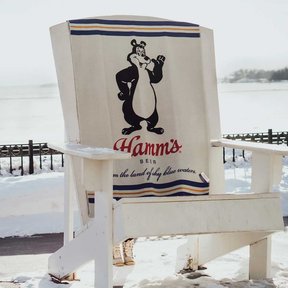 Factory Second Hamm's Beer Bear Wool Throw Blanket active Dry clean or hand wash Factory Second Hamm's Wool Throw Faribault
