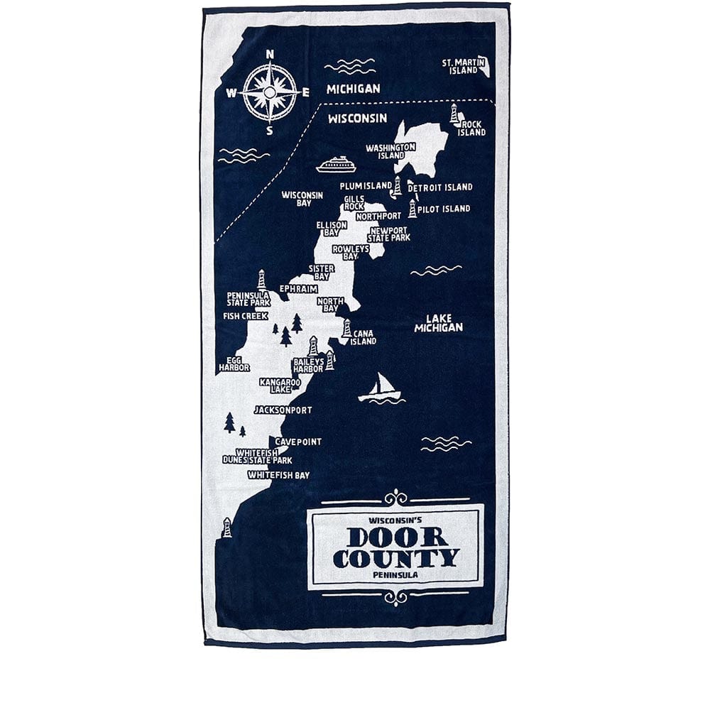 Door County Map Towel Door County active Current machine washable Towel