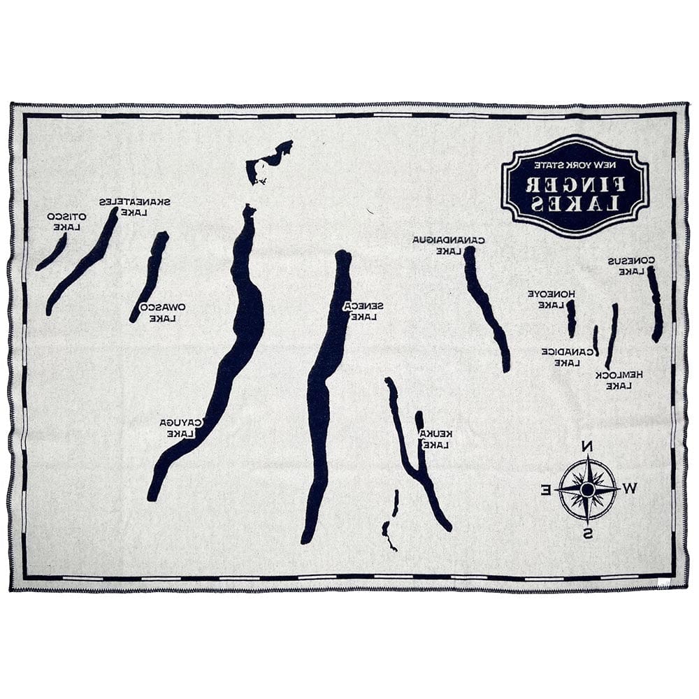 Finger Lakes Map Wool Throw Blanket active Current Dry clean or hand wash Full Price Lakes & Maps