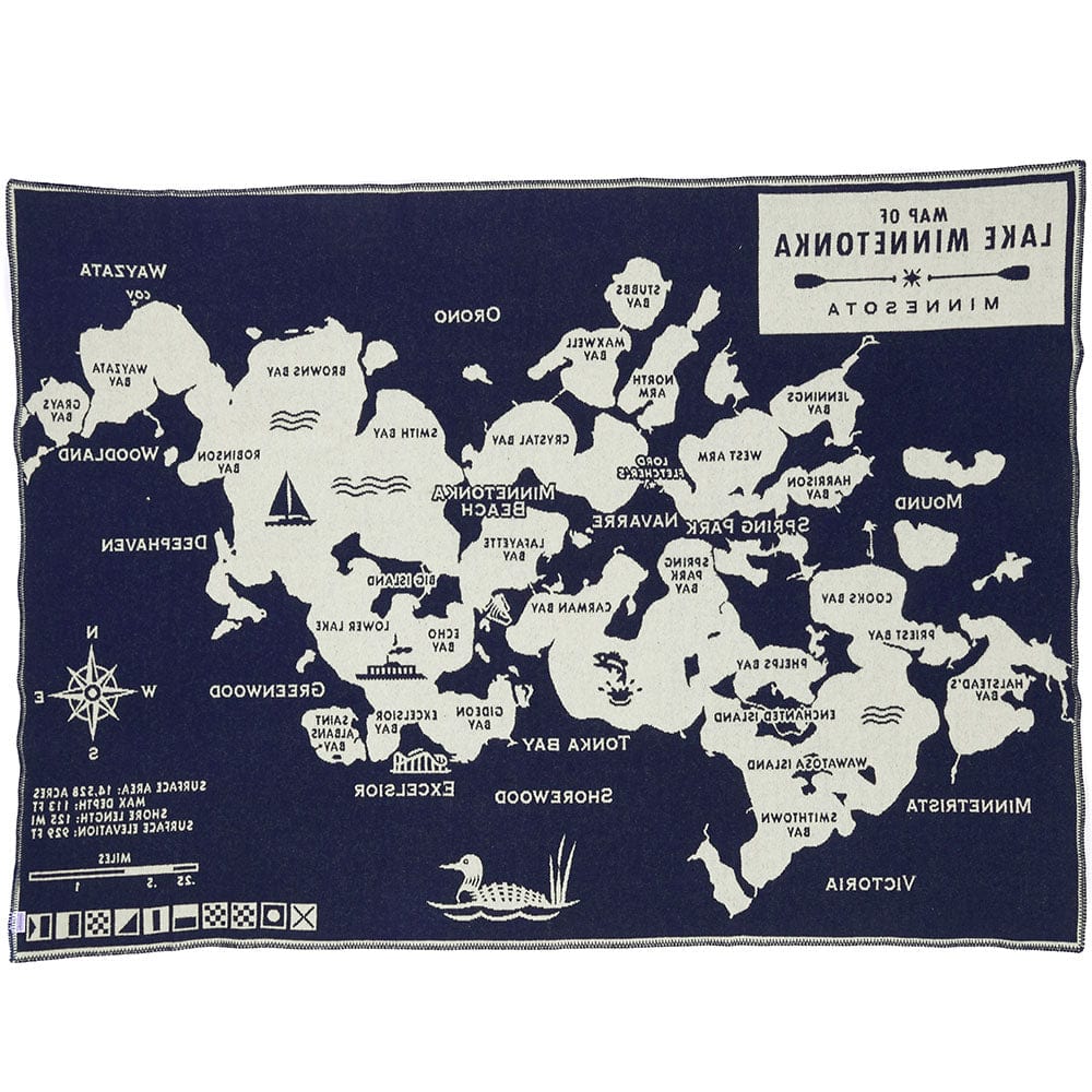 Lake Minnetonka Map Wool Throw active Current Dry clean or hand wash Full Price group-gallery Lakes & Maps