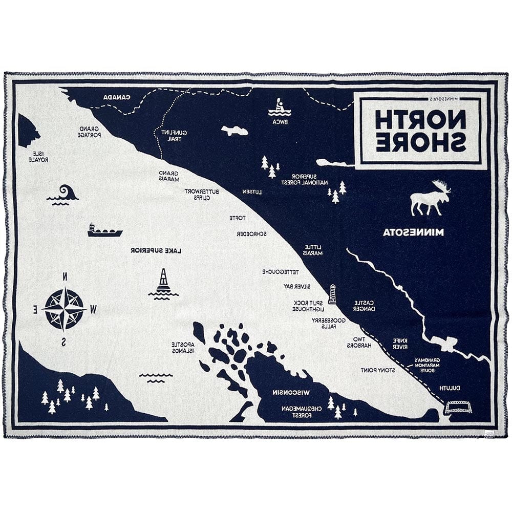 Factory Second North Shore Map Wool Throw Blanket active Dry clean or hand wash Lakes & Maps