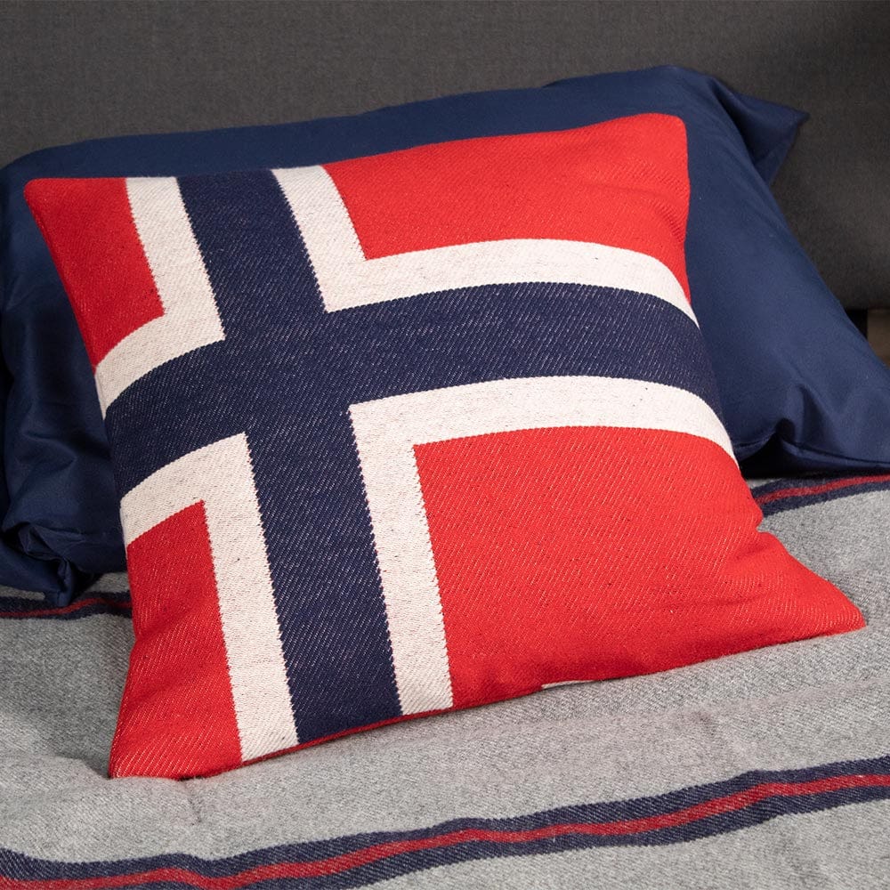 Norwegian Flag 20"x20" Wool Pillow Case active Current Dry clean or hand wash Faribault Full Price