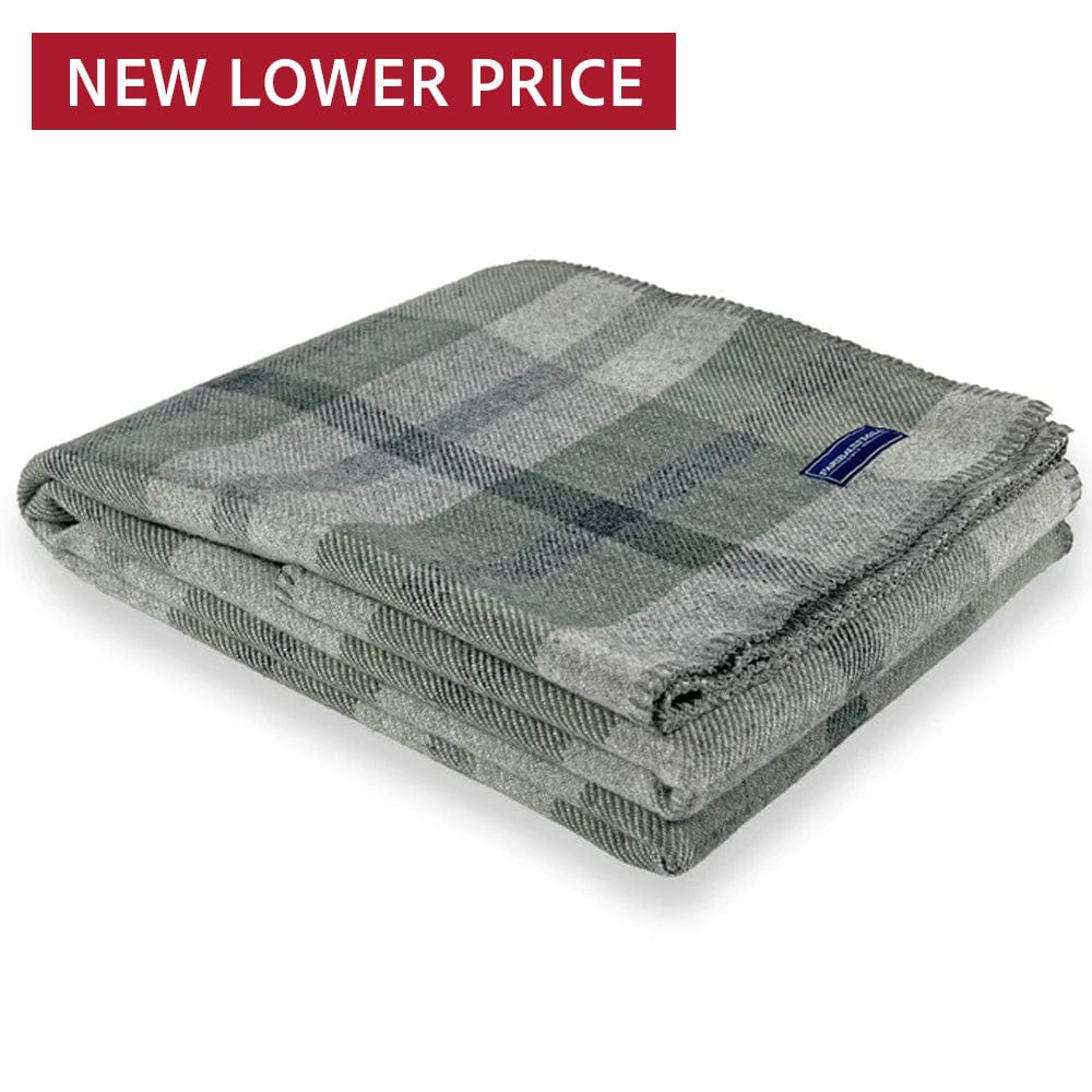 Northfield Plaid Wool Throw Blanket Sage Green active Current Full Price group-gallery machine washable Patterns & Plaids personalization