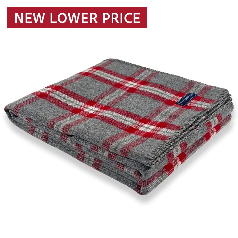 Minnehaha Falls Wool Throw Red Gray active Current Full Price group-gallery machine washable Patterns & Plaids personalization