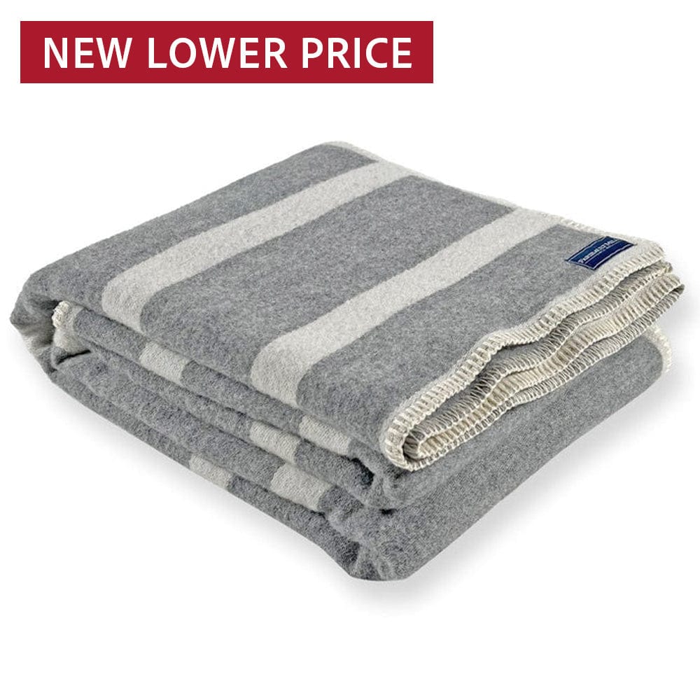 Reversible Framed Stripe Wool Throw Heather Gray Natural active Current Dry clean or hand wash Full Price group-gallery personalization Stripes
