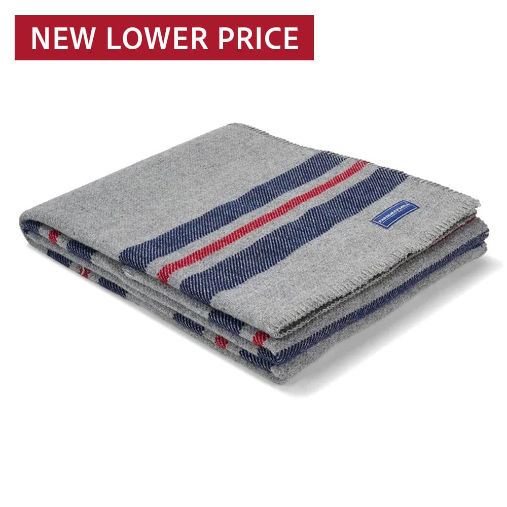 Cabin Wool Throw Heather Gray Navy Red active Current Full Price group-gallery machine washable personalization Stripes