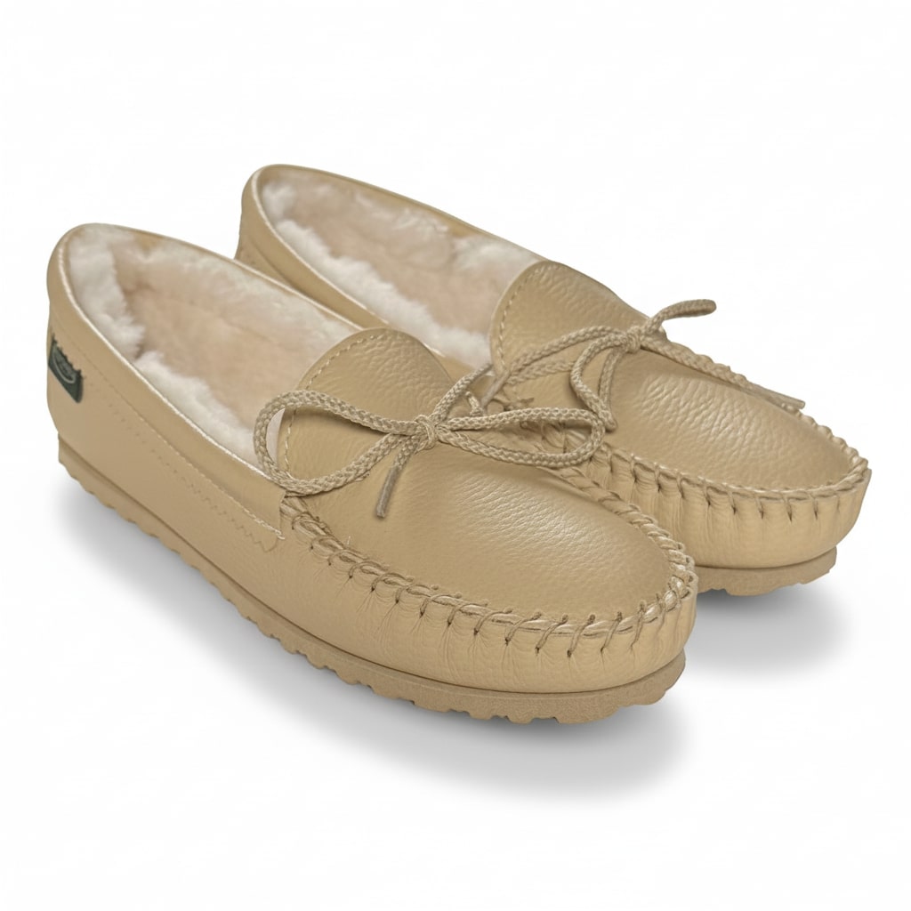 Women's Cushion-Flex Sole Sheepskin Slippers - Creme
