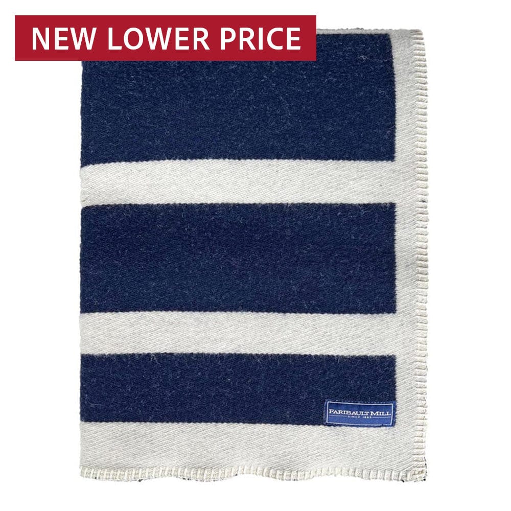 Reversible Framed Stripe Wool Throw Navy Natural active Current Dry clean or hand wash Full Price group-gallery personalization Stripes