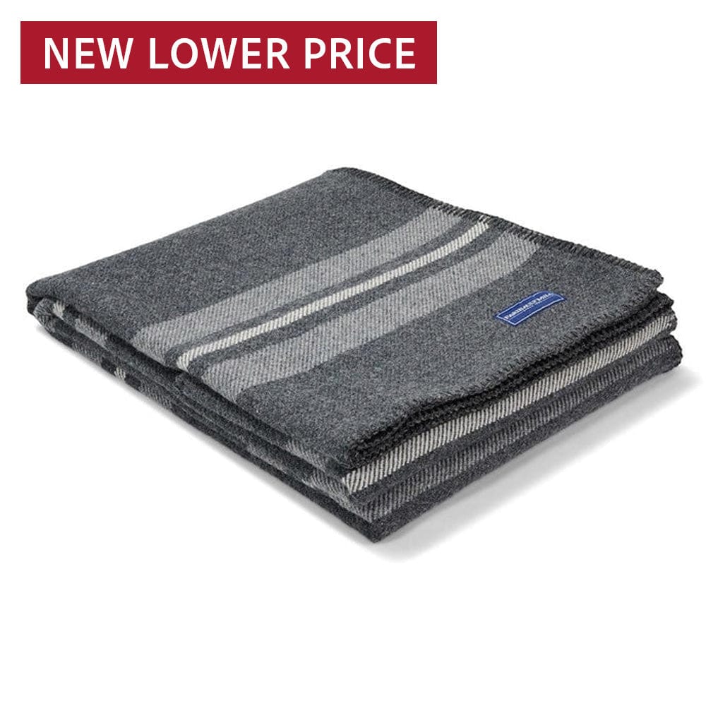 Cabin Wool Throw Charcoal heather gray natural active Current Full Price group-gallery machine washable personalization Stripes