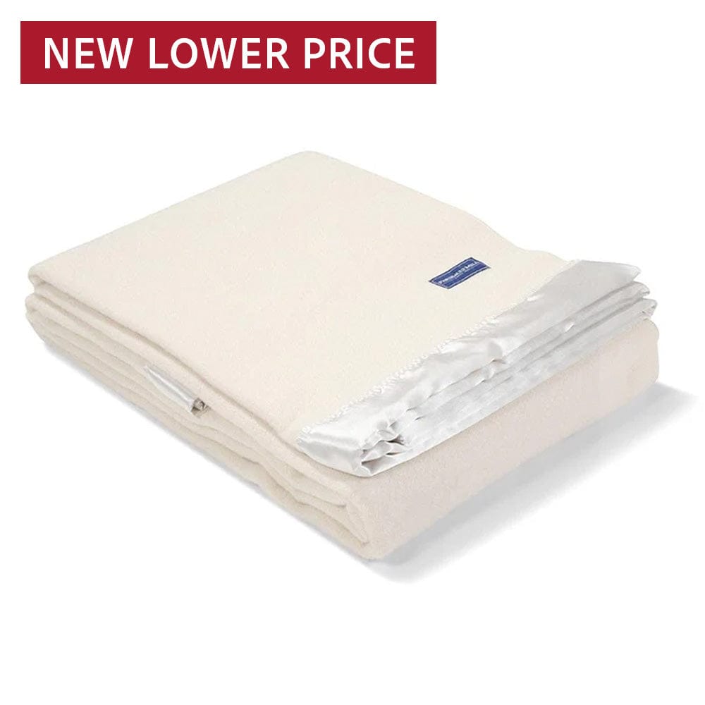 Pure & Simple Satin Wool Blanket Bone White active Current Full group-gallery King machine washable Pure & Simple Satin Wool Blanket Queen Solids Twin
