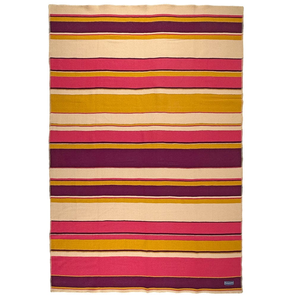 Limited Edition 4 Color Stripe Wool Throw active Lakes & Maps machine washable
