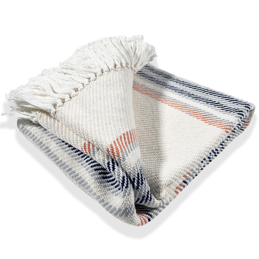 Adirondack Cotton Throw - Natural/Navy active Current group-gallery machine washable Stripes
