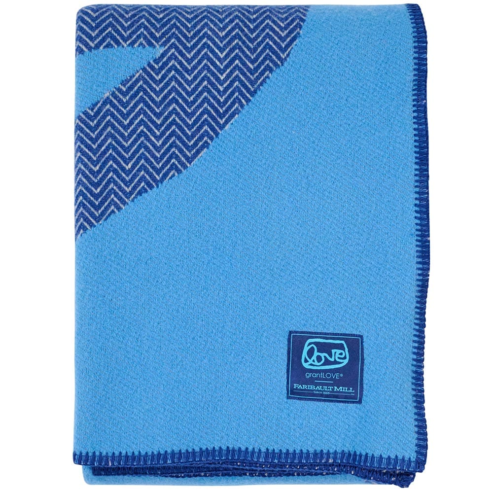 Factory Second Alexandra Grant LOVE™ Wool Throw Blanket - Blue active Dry clean or hand wash group-gallery