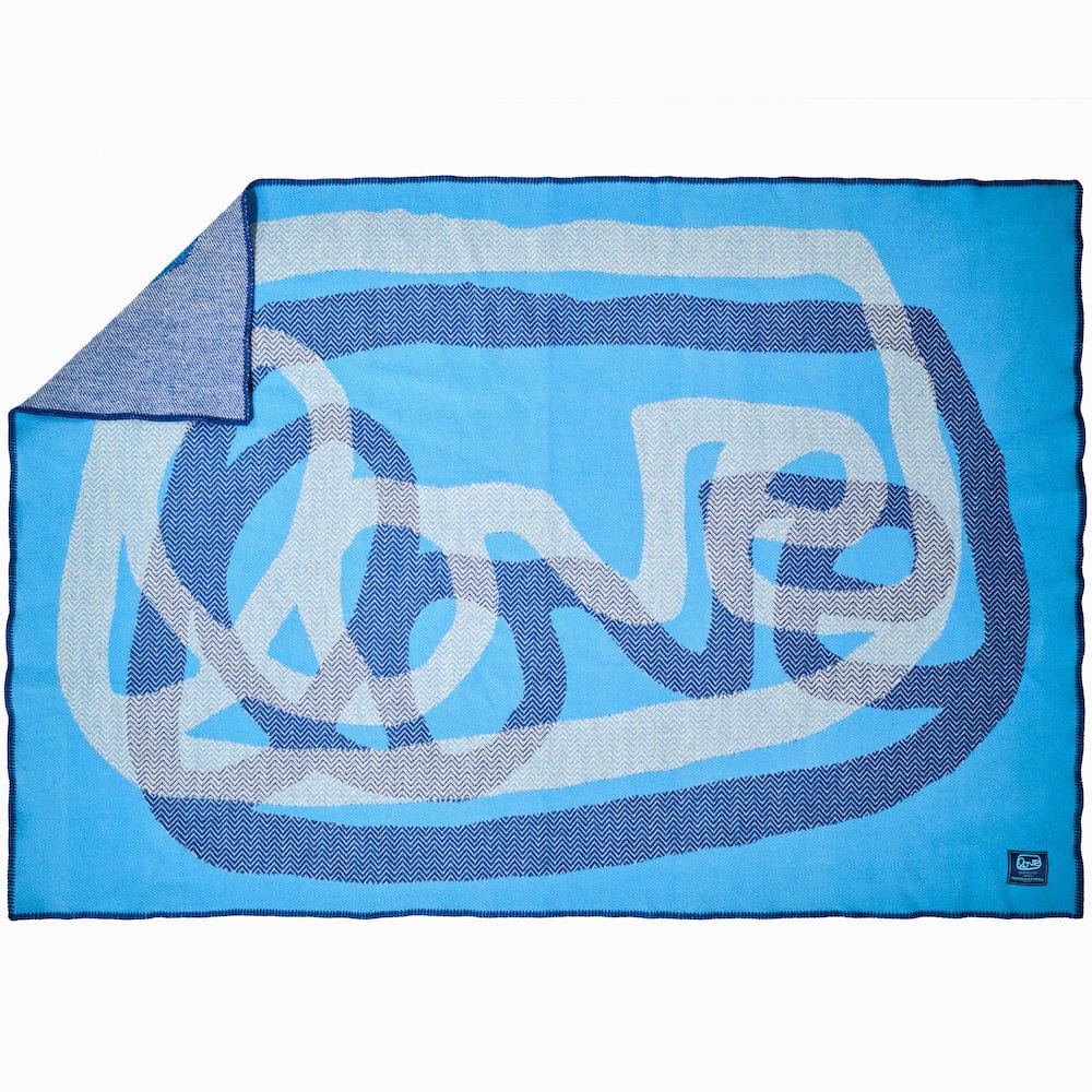 Factory Second Alexandra Grant LOVE™ Wool Throw Blanket - Blue active Dry clean or hand wash group-gallery