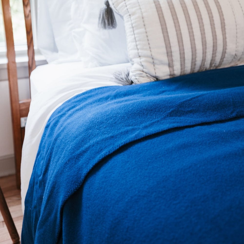 Factory Second Pure & Simple Wool Blanket - Admiral Blue active Factory Second Pure & Simple Wool Blanket Full King machine washable Queen Solids Twin