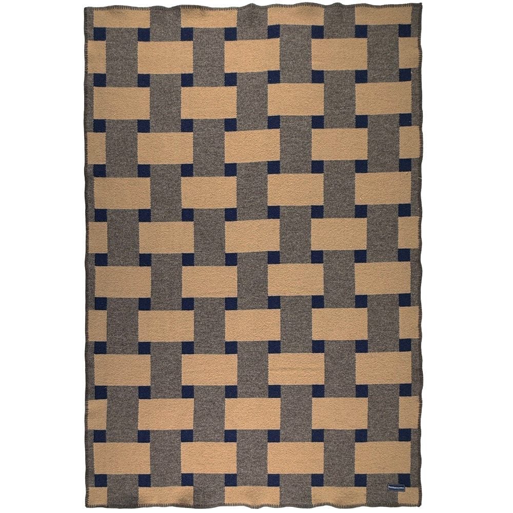 Limited Edition Basket Weave Wool Throw Blue Tan Gray active Current Dry clean or hand wash group-gallery Stripes