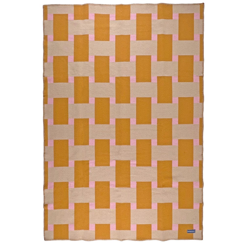 Limited Edition Basket Weave Wool Throw Pink Gold Tan active Current Dry clean or hand wash group-gallery Stripes