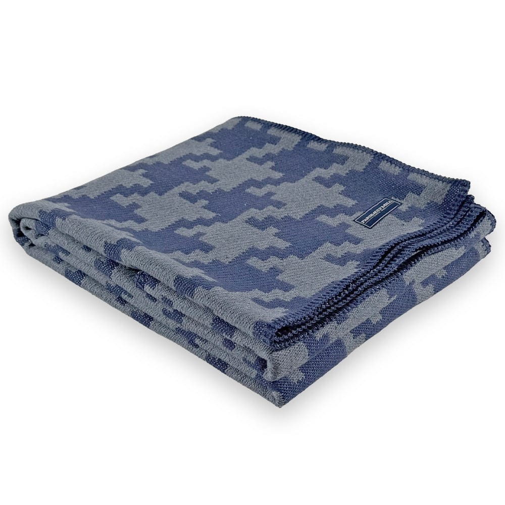 Limited Edition Houndstooth Cotton Throw Blue active Lakes & Maps machine washable