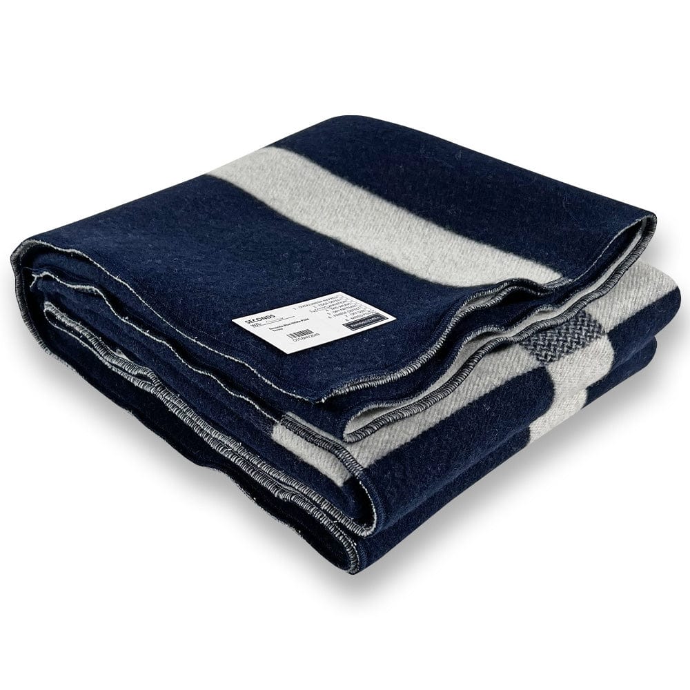 Factory Second Blue/White Plaid Wool Throw active Dry clean or hand wash