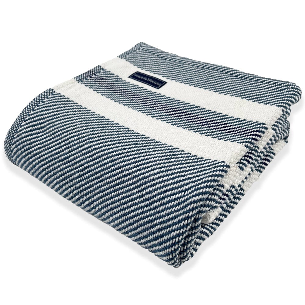 Cabin Cotton Throw - White/Indigo/Navy 48" x 70" active Cabin Cotton Throw Current Full Price group-gallery machine washable New Lower Price Stripes