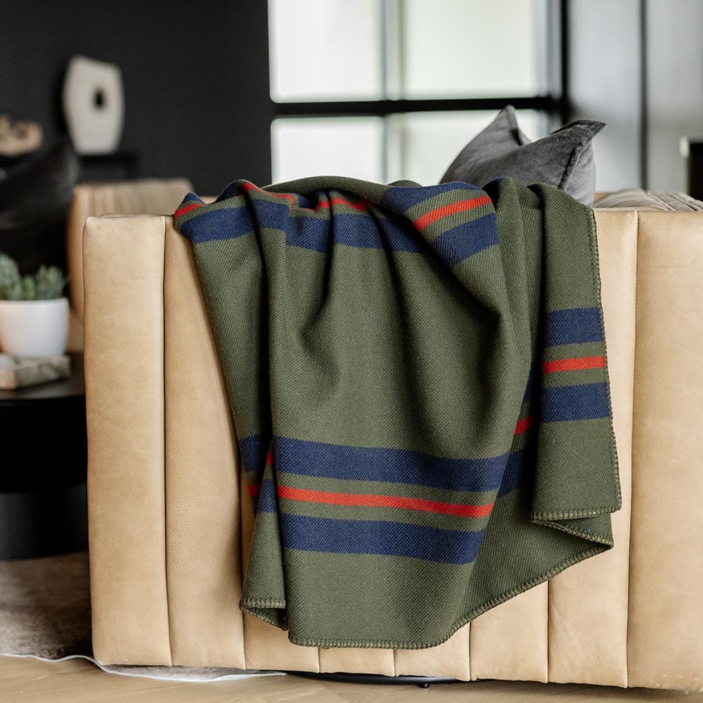 Cabin Wool Throw - Olive active Current group-gallery machine washable New Lower Price personalization Stripes